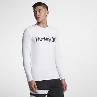 Top Nike Hurley One And Only Maneca Lunga Surf Barbati Albi Negrii | NRDB-63207